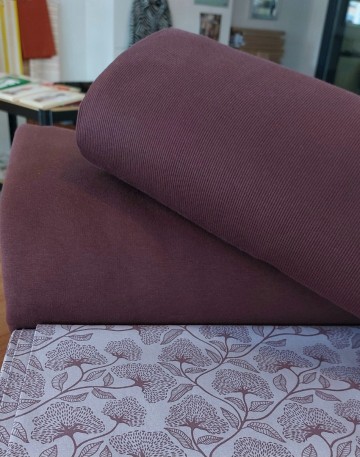 Boordstof 2x2 rib burgundy