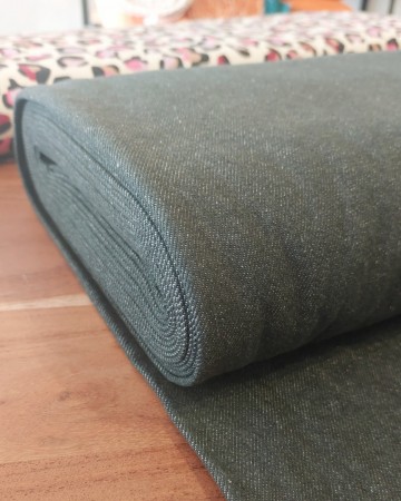 Gewassen heavy denim donkergroen
