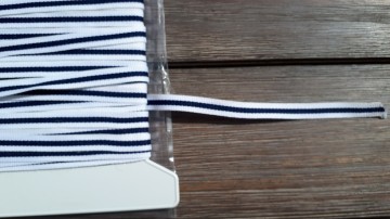 Ribsband blauw wit 10 mm
