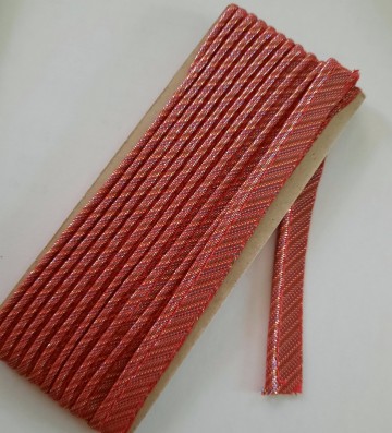 Paspelband rood gestreept 10 mm