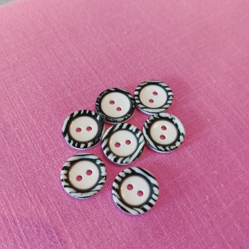 Knopen zwart wit 15 mm