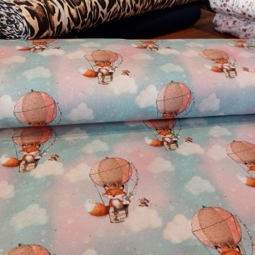 Luchtballon vos en muis french terry