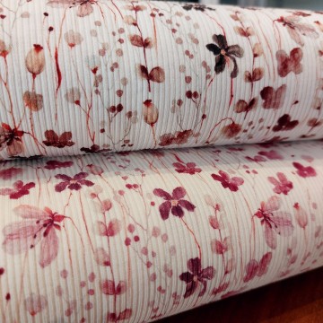 Fijne ribtricot bloemen