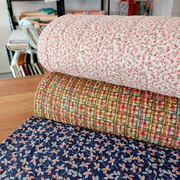 Flanel bloemen blauw