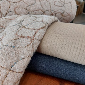 teddy embroidery ribtricot en denim