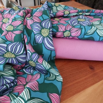 ecovero viscose en crinkle stretch roze