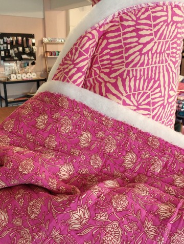 Gewatteerde mousseline fuchsia orange