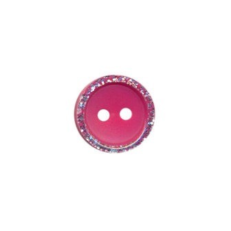 knoop met glitterrand fuchsia 11 mm