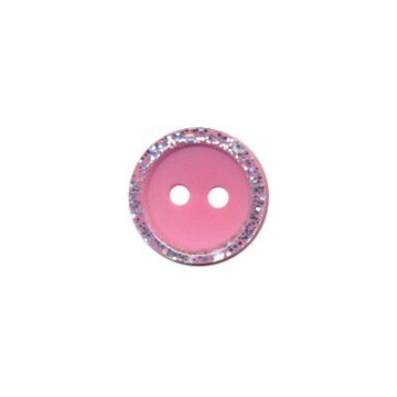 knoop met glitterrand roze 11 mm