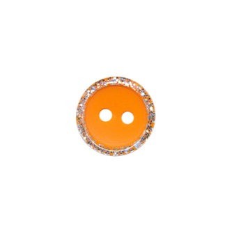 knoop met glitterrand oranje 11 mm