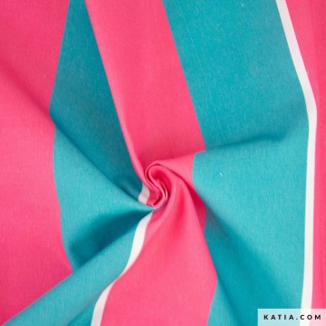 Canvasstof 8oz met turquoise en roze strepen 2218 32 01 katia g