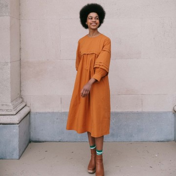Diladresslongpleatedsleevesfrontgatherssewingpattern