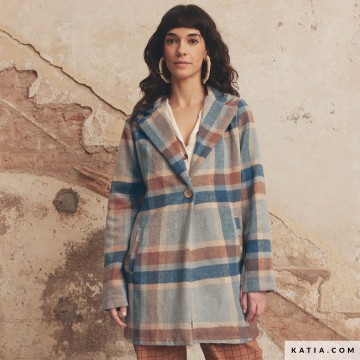 Flanellen stof met ruitjes in blauw en bruintinten 2135 3 02 katia g