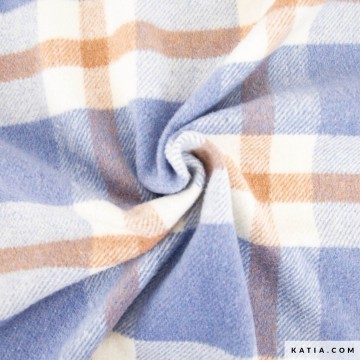 Flanellen stof met ruitjes in blauw en bruintinten 2135 5 01 katia g