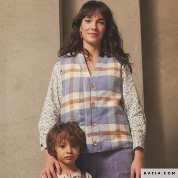 Flanellen stof met ruitjes in blauw en bruintinten 2135 5 02 katia g