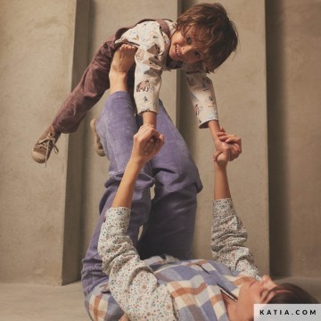 Flanellen stof met ruitjes in blauw en bruintinten 2135 5 05 katia g