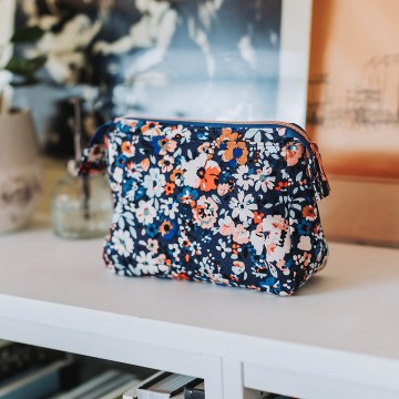 Flower joy m cotton canvas gabardine twill oceana blue 01s