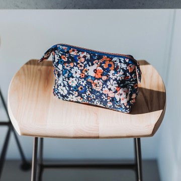 Flower joy m cotton canvas gabardine twill oceana blue 02s