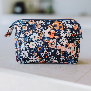 Flower joy m cotton canvas gabardine twill oceana blue 03s