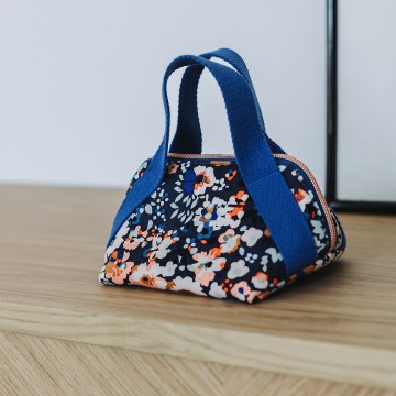 Flower joy m cotton canvas gabardine twill oceana blue 12s