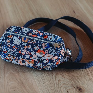 Flower joy m cotton canvas gabardine twill oceana blue 16s