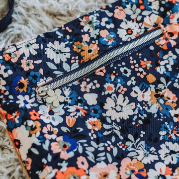 Flower joy m cotton canvas gabardine twill oceana blue 21s