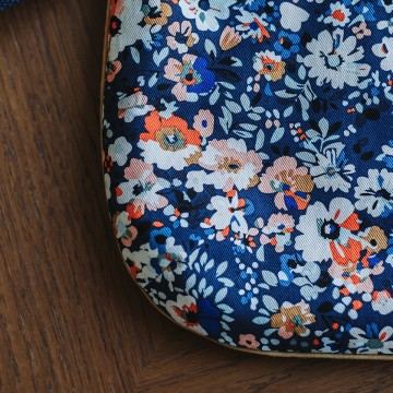 Flower joy m cotton canvas gabardine twill oceana blue 22s