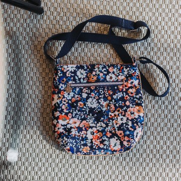 Flower joy m cotton canvas gabardine twill oceana blue 25s