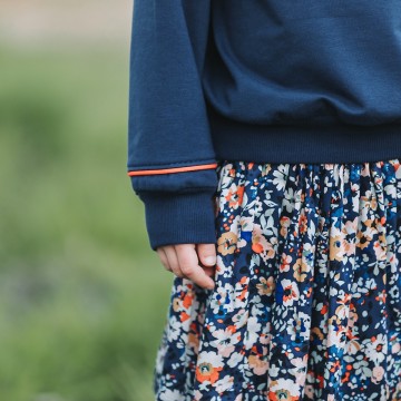 Flower joy m ecovero viscose rayon satin oceana blue 14s