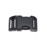 Gebogen verstelbare klikgesp kunststof 25 mm zwart