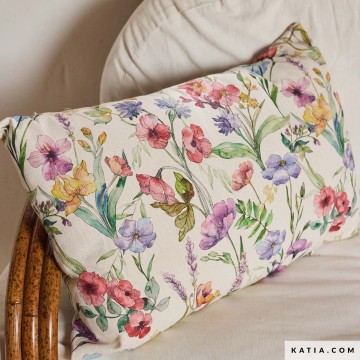 Gerecyclede canvasstof met bloemen multicolor poppy 2307 1 02 katia g