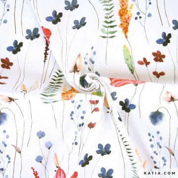 Gerecyclede canvasstof met wilde bloemen 2080 13 01 katia g