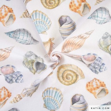 Gerecycleerde canvasstof met sea shells print 2080 10 01 katia n
