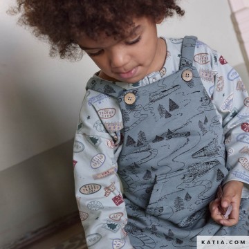 Geruwde sweatstof met treinprint 2357 37 02 katia g