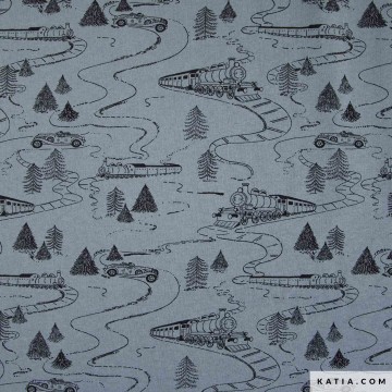 Geruwde sweatstof met treinprint 2357 37 katia fhd