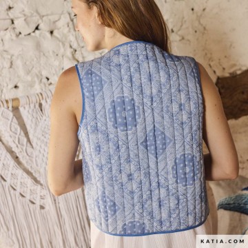 Gewatteerde stof met paisleyprint in spijkerblauw 2310 1 02 katia g