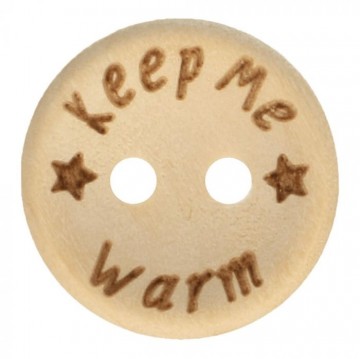 Houten knoop keep me warm 15 mm
