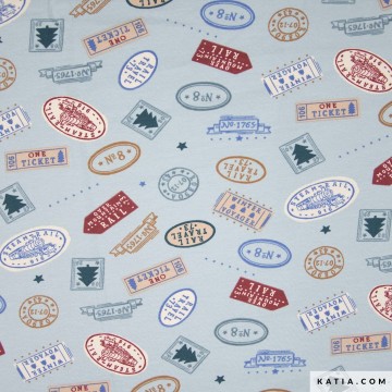 Jerseytricot stof train stamps Katia Senza Limits