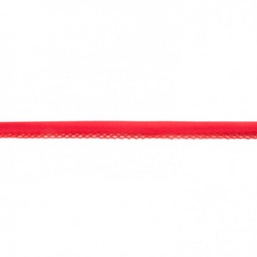 Katoen biaisband met kantje rood 42907 0