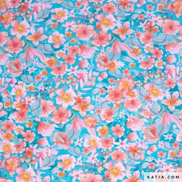 Katoenen popline stof met bloemenprint 2001 242 katia fhd
