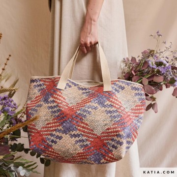 Kunstleer met zigzagpatroon in oranje en lila 2313 1 01 katia g