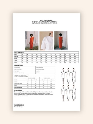 Notches paper sewing pattern backcover billy nl