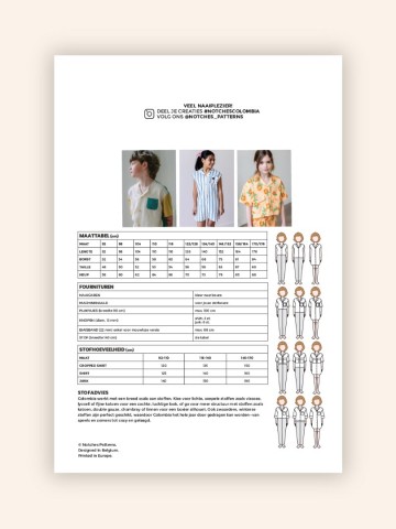 Notches paper sewing pattern backcover colombia nl