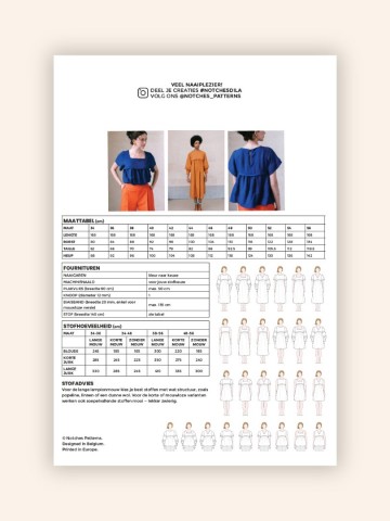 Notches paper sewing pattern backcover dila nl