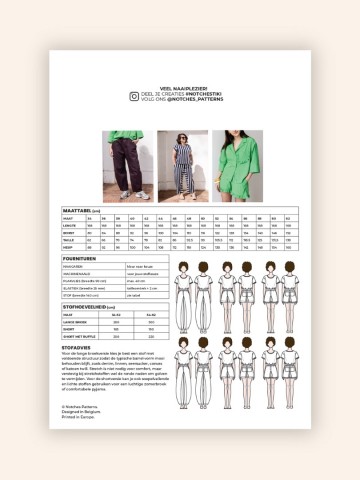 Notches paper sewing pattern backcover tiki nl
