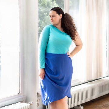 Notches patterns moriko top dress one shoulder long sleeve plussize