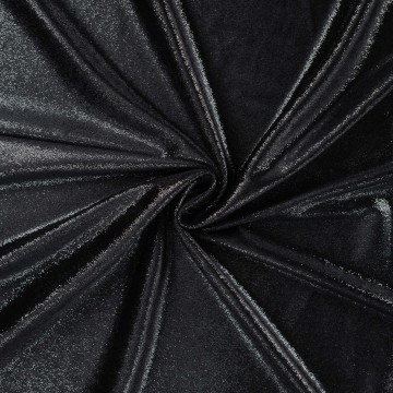 Velour stretch glitter zilver zwart