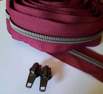 Rits bordeaux gunmetal