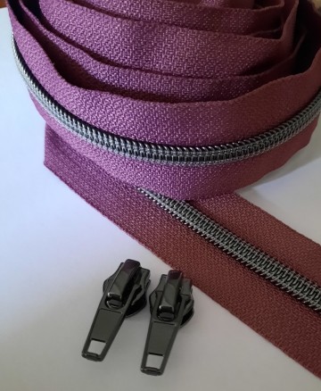 Rits lila paars gunmetal