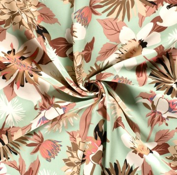 Visocse twill bloemen mint